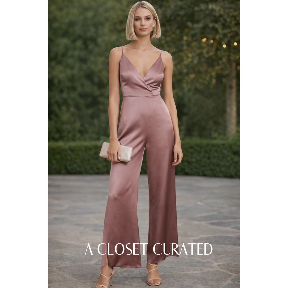 Monique Lhuillier for BHLDN Doutzen Satin Jumpsuit New With Tags 12